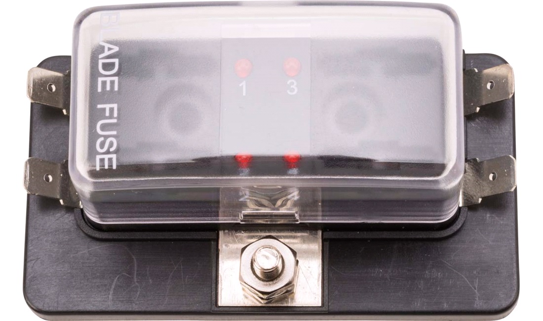 Sikringsboks 4 sikringer m LED indikator