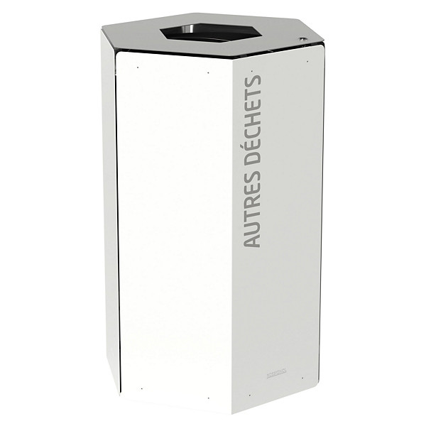 ROSSIGNOL Corbeille de tri selectif 50 L - avec serrure - hexatri - tri dechets divers - blanc / gris clair