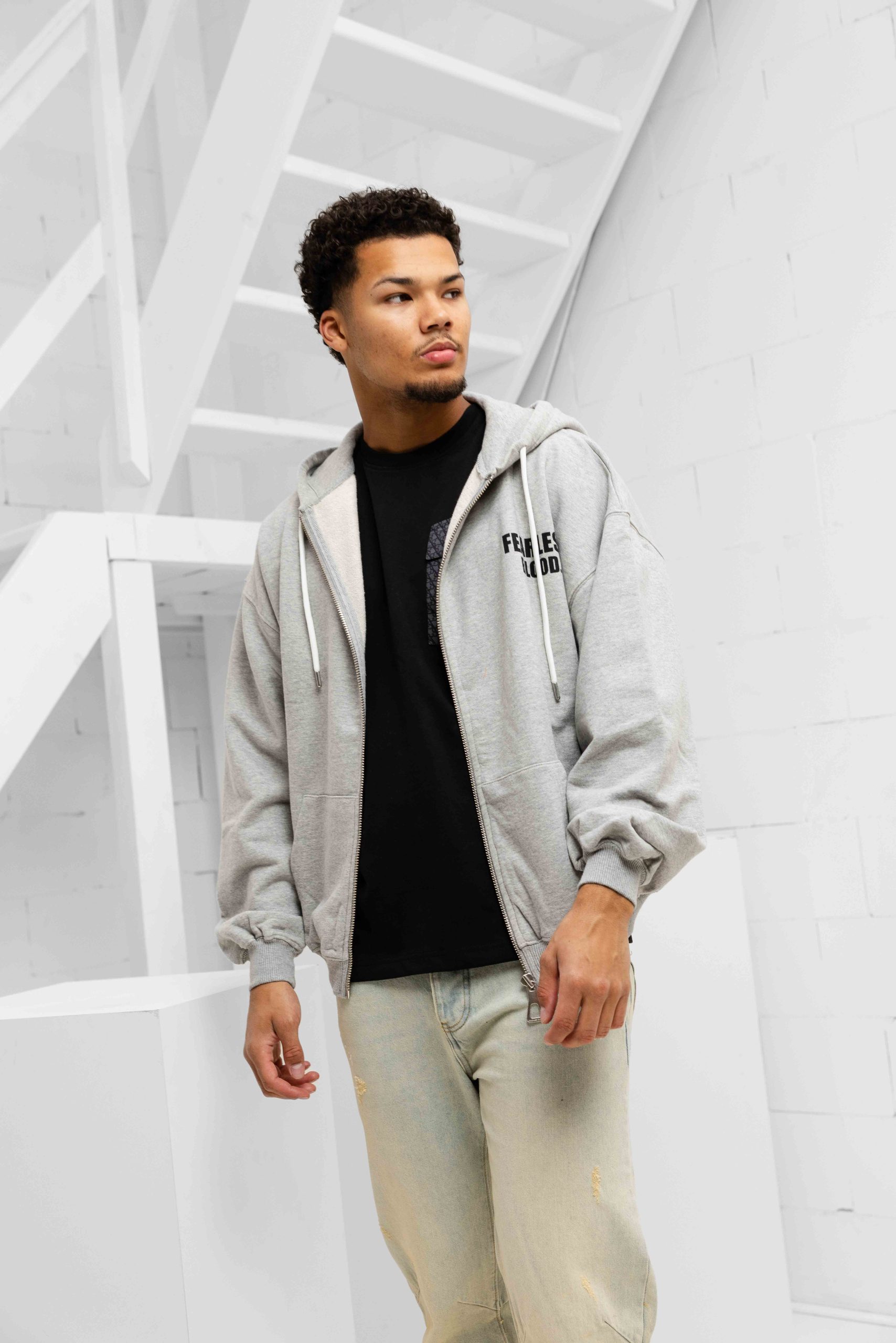 Fearless Blood Hooded Vintage Vest Heren Grijs