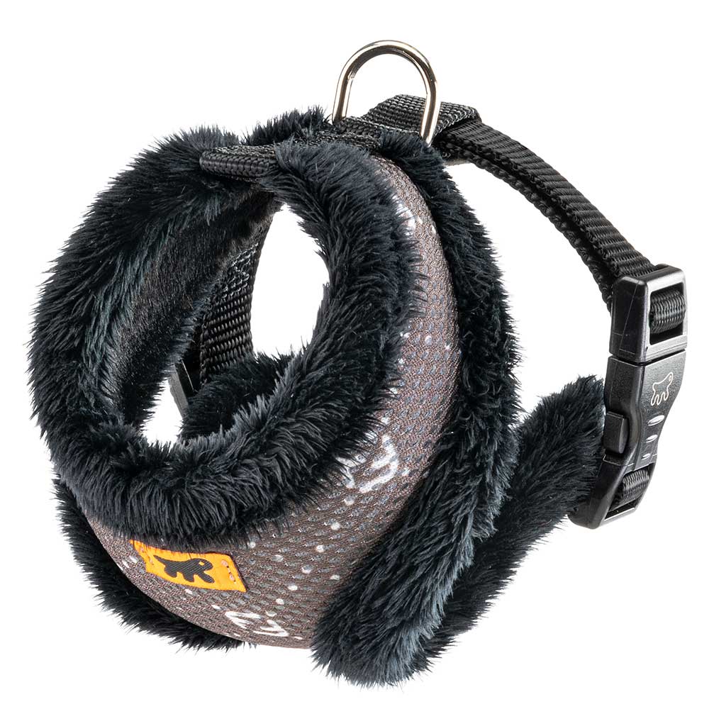 Harnais pour chiens chats nikita fur xs, respirant, fourrure ecologique douce, sangle réglable, taupe