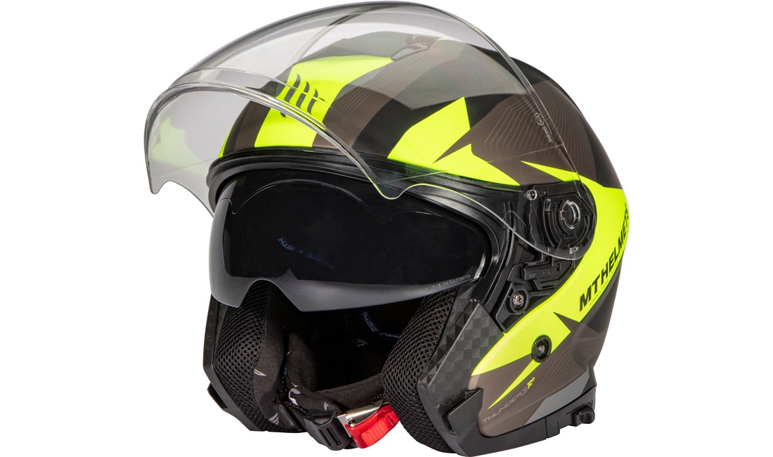 Pilothjelm MT Thunder 3 SV Jet sort/gul str. S