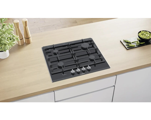 Bosch gaskookplaat met glaskeramisch oppervlak, 60,6 x 52,7 cm, 4 kookzones, PRP6A6B70D