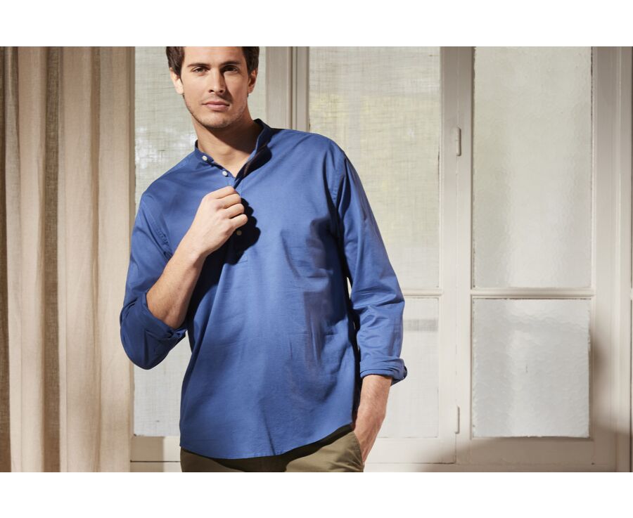 Chemise tunique coton lin Indigo unie - VALBERT