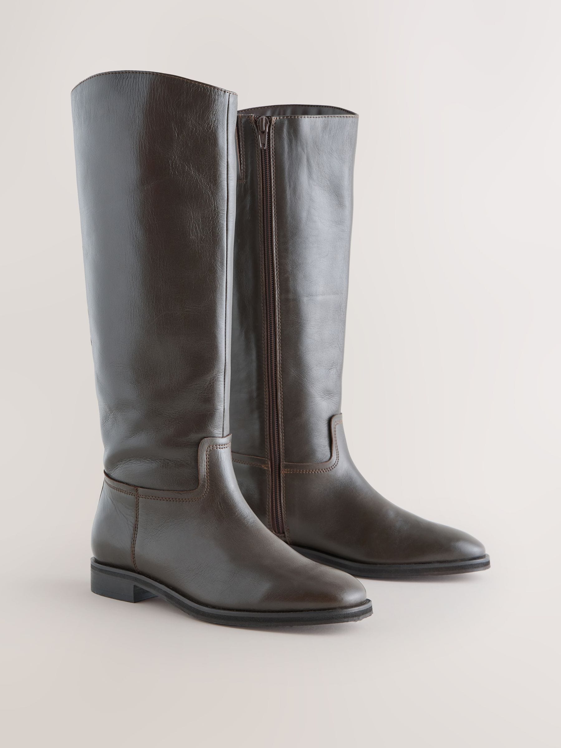 Chocoladebruin leer - Forever Comfort® platte rijlaarzen