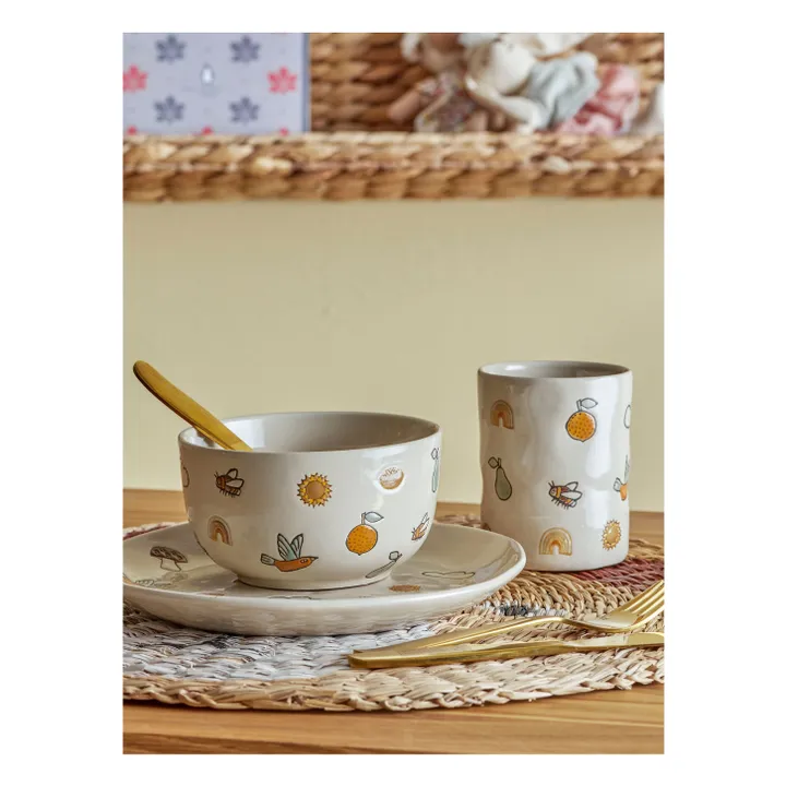 Bloomingville Mini Set vaisselle Agnès en grès | Blanc