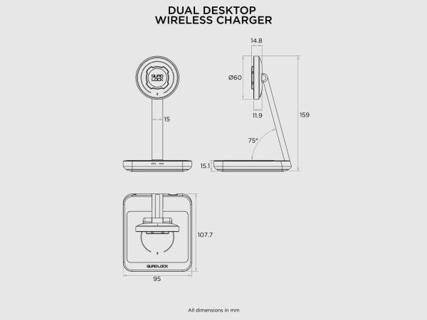 Quad Lock Dual Desktop Wireless MAG Charger