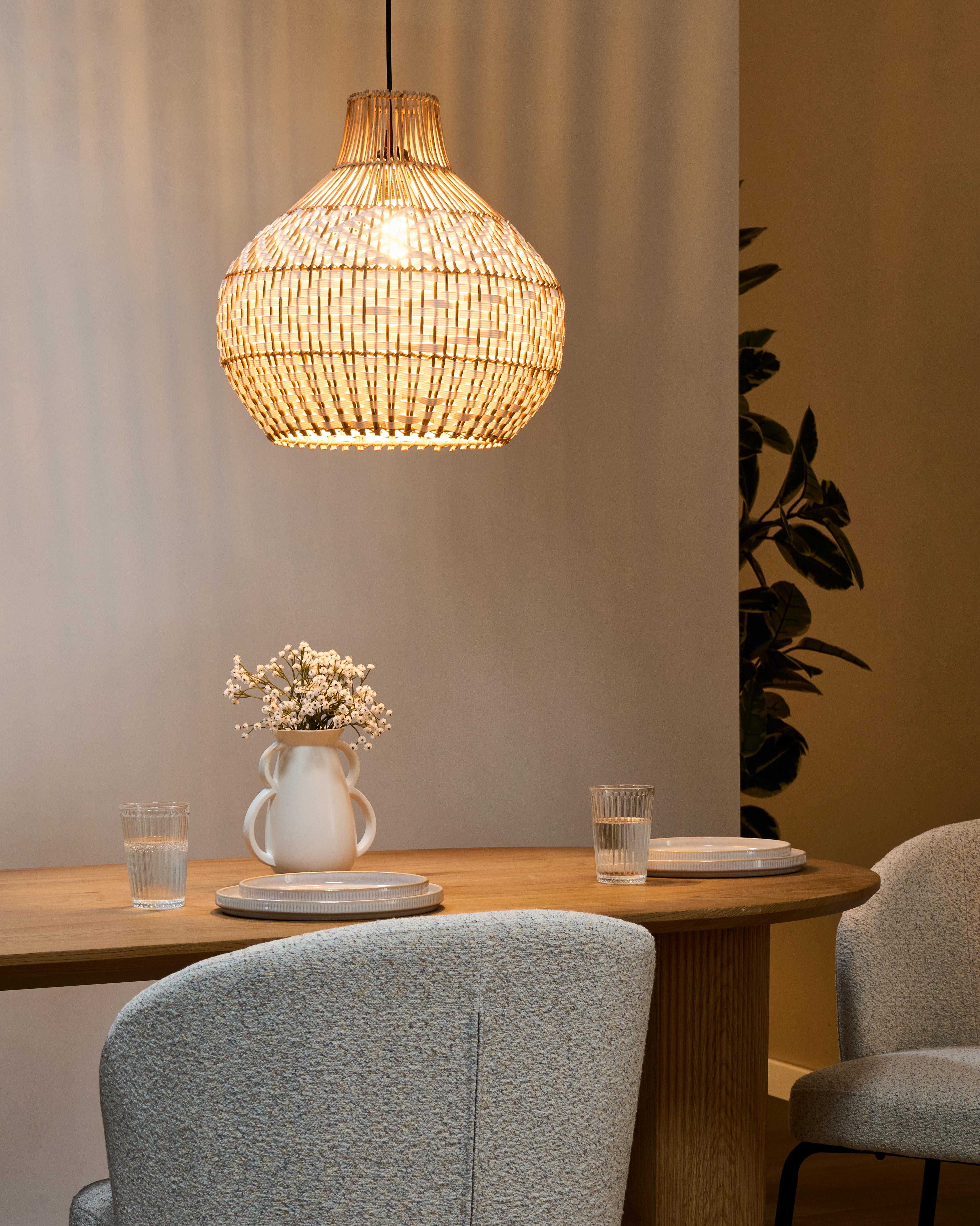 Hanglamp YAUCO Rotan Wit