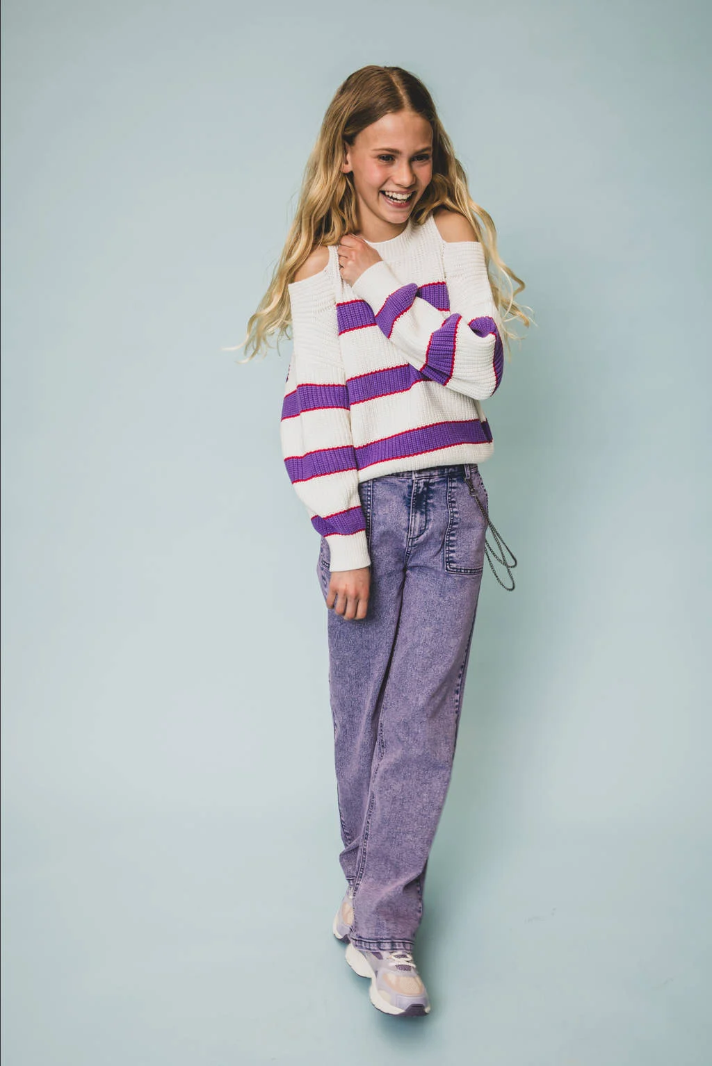 LOOXS wide leg regular waist paars