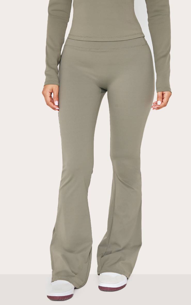 Vert Olive Pantalon De Yoga Évasé Taille Haute Sculptant Petite