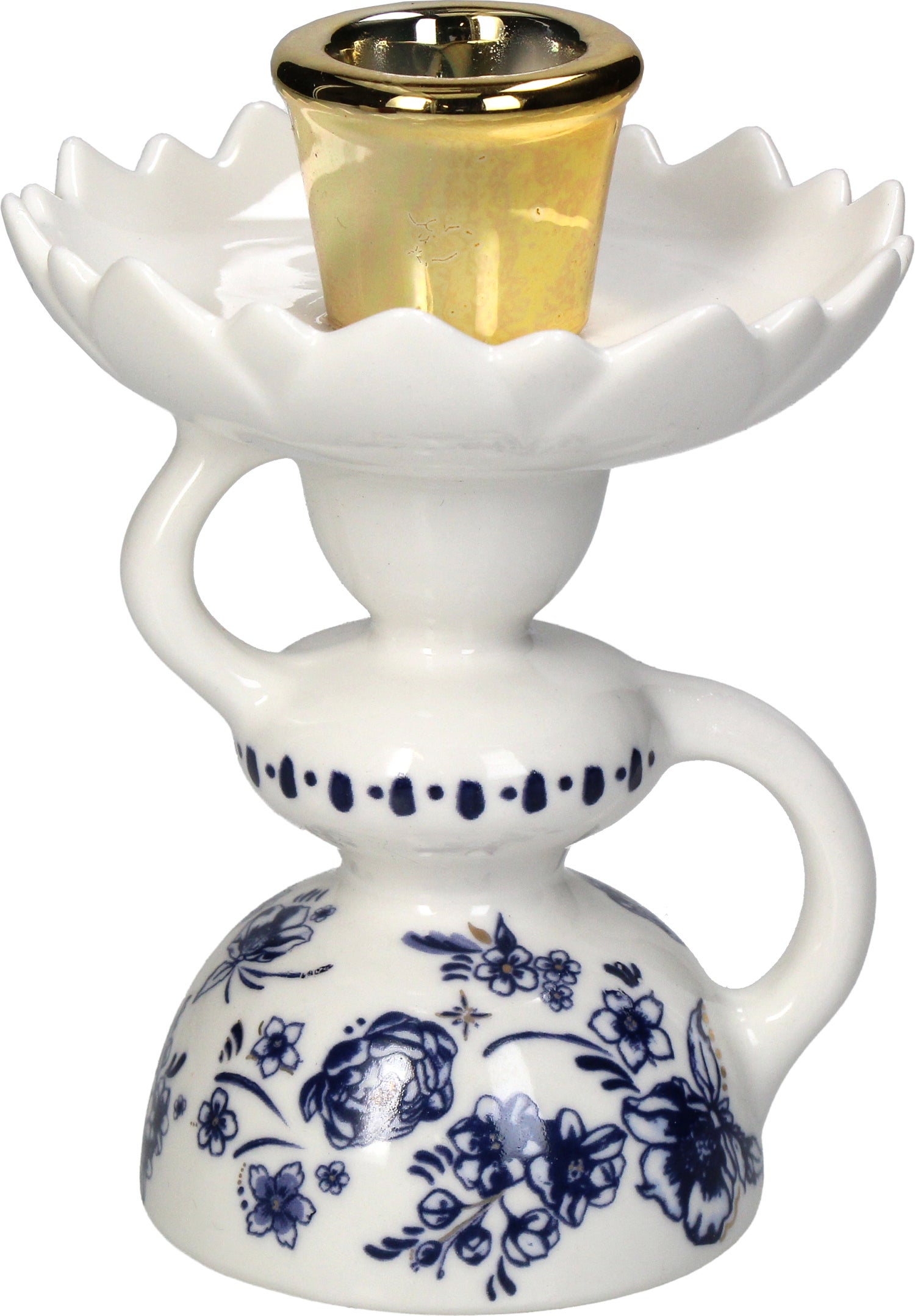 Kandelaar Clara wit / goud D 9 H 12 cm