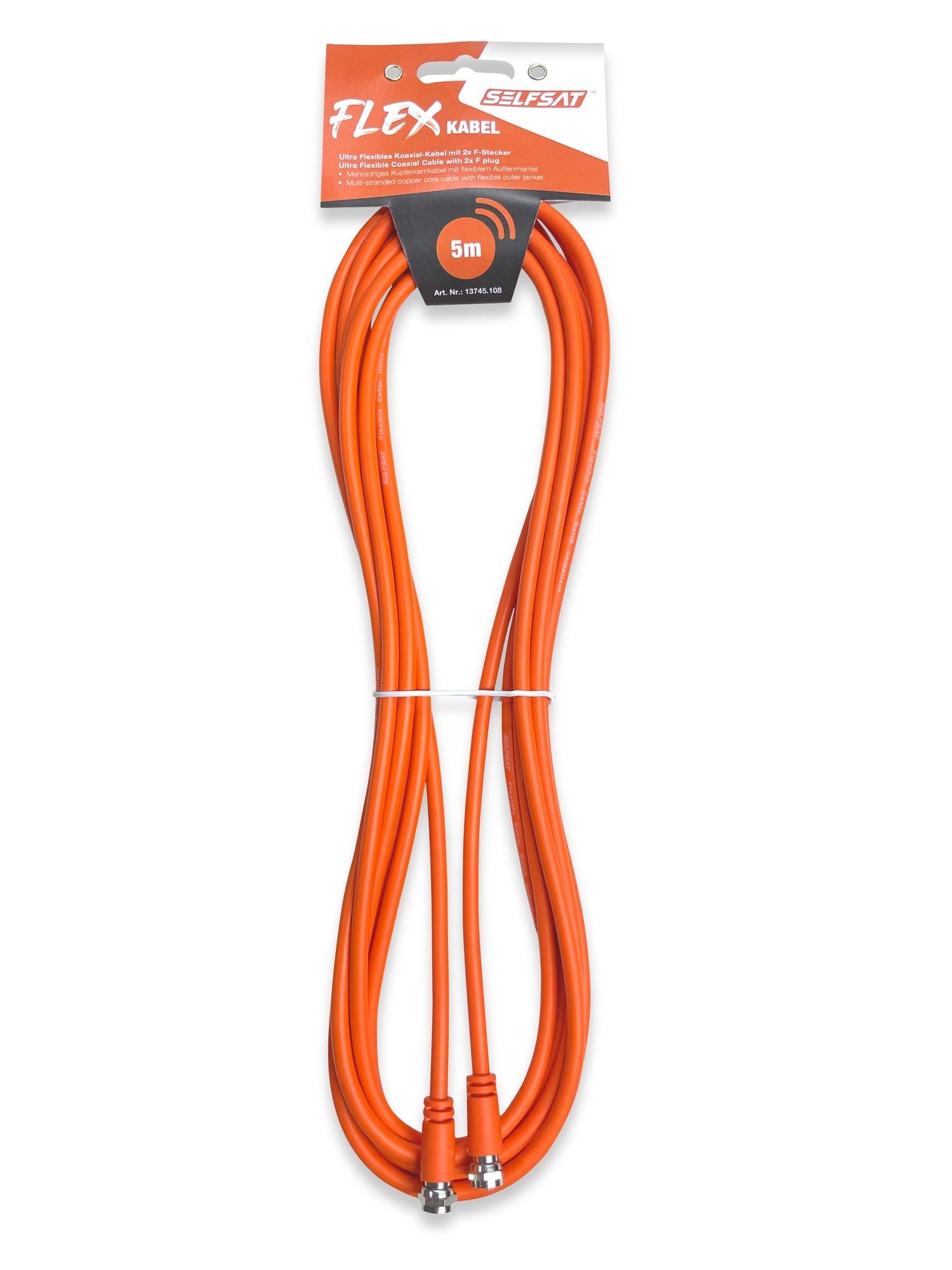 Selfsat Flex Koaxial Kabel mit 2x F Stecker 10 Meter