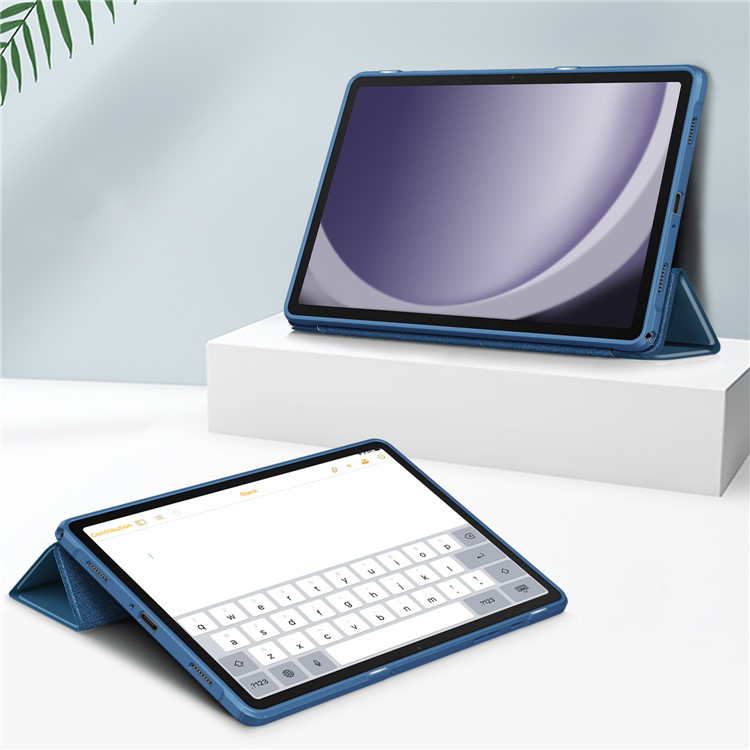 Samsung Galaxy Tab A9  Plus Hybrid Leder Tasche Smart Case Flip Cover Hülle   S-Pen Halterung - Blau