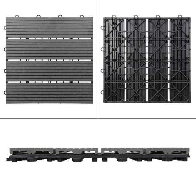 ECD Germany WPC terrassefliser 30x30 cm 33er besparelsessæt til 3m² antracit i