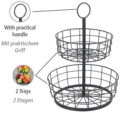 WENKO Etagere »Multi-Korb-EtagÃ¨re« moderne Gemüse- und Obstschale mit Griff, 2-stöckiger Obstkorb
