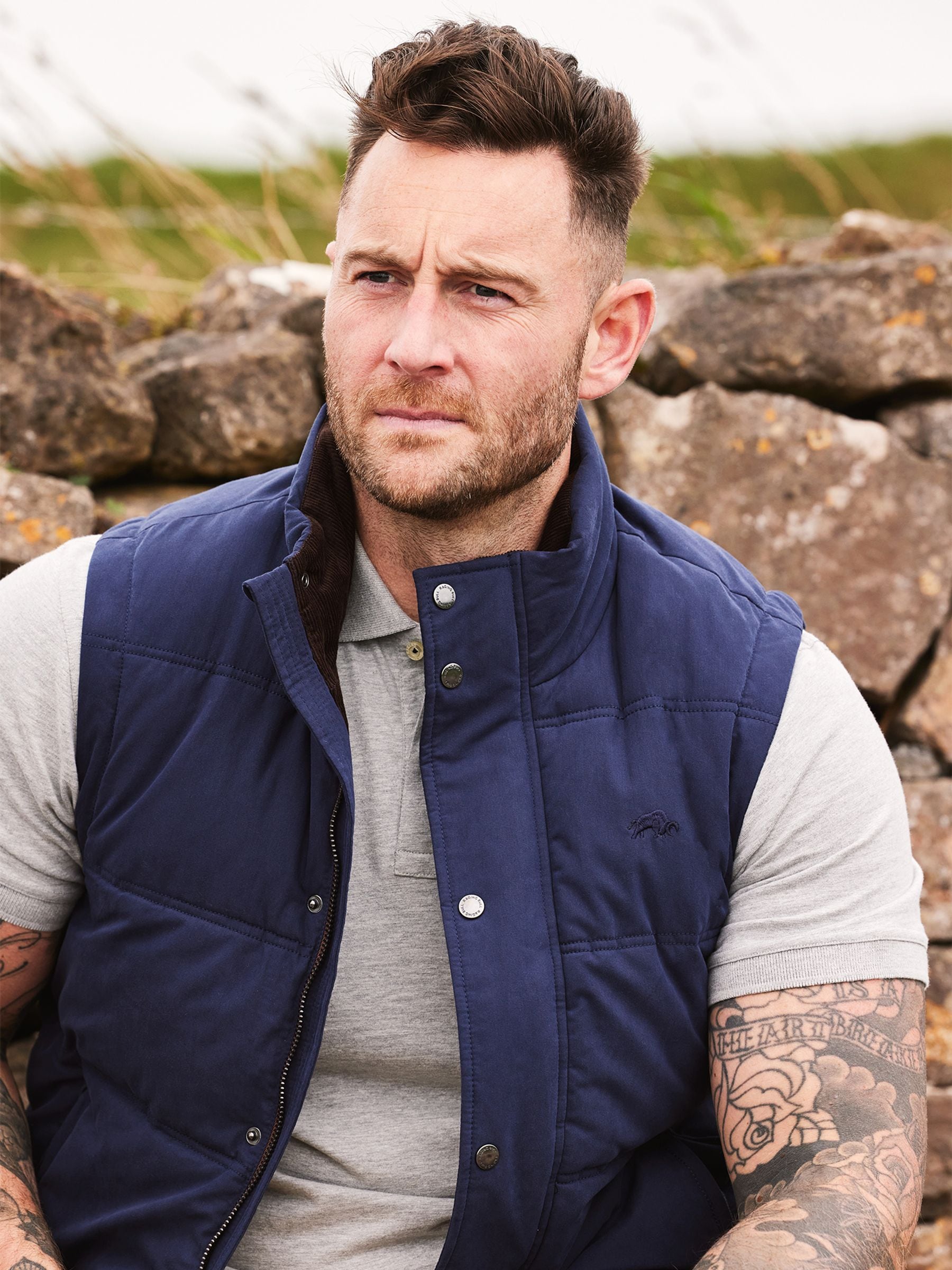 Raging Bull blauw klassiek gewatteerd gilet