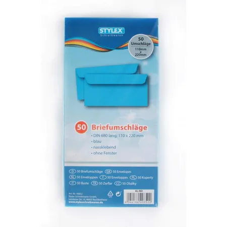 Stylex Briefumschläge DIN lang, blau 50 Stück