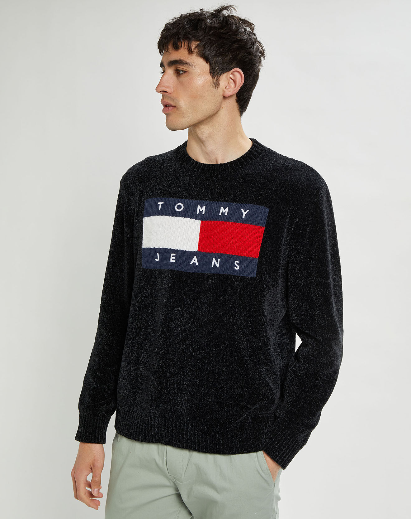 Tommy Jeans Pull Tommy Flag Chenille noir
