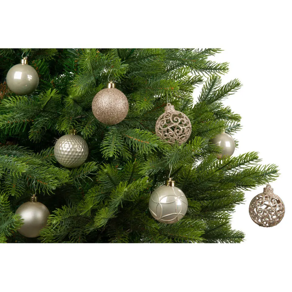 Bellatio decorations Kerstballen - 37x st - champagne - 6 cm