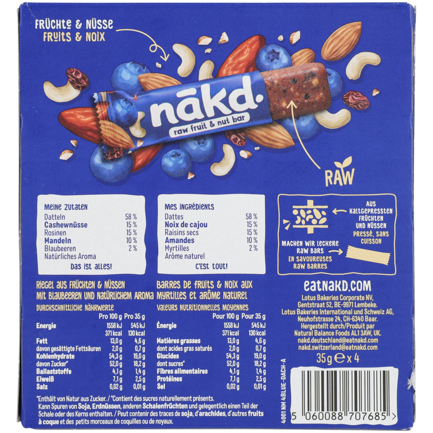 nākd. Frucht- und Nussriegel Blueberry Delight 4x35g