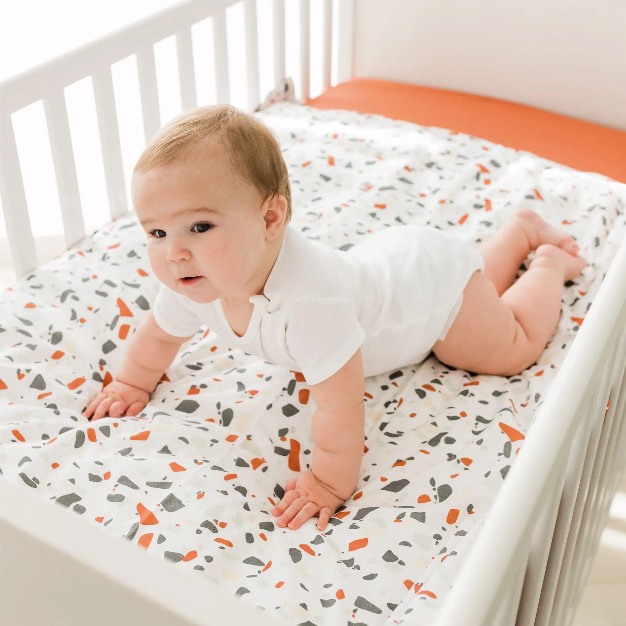 Perlimpinpin Drap Contour pour Lit de Bébé - Rouille