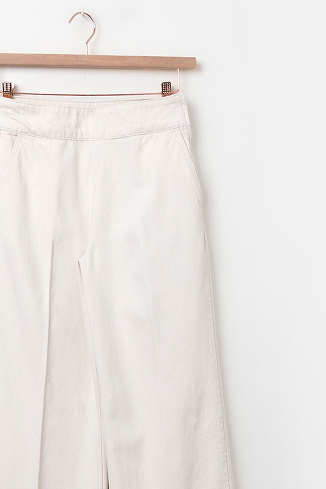 Witte wide leg denim broek met rits