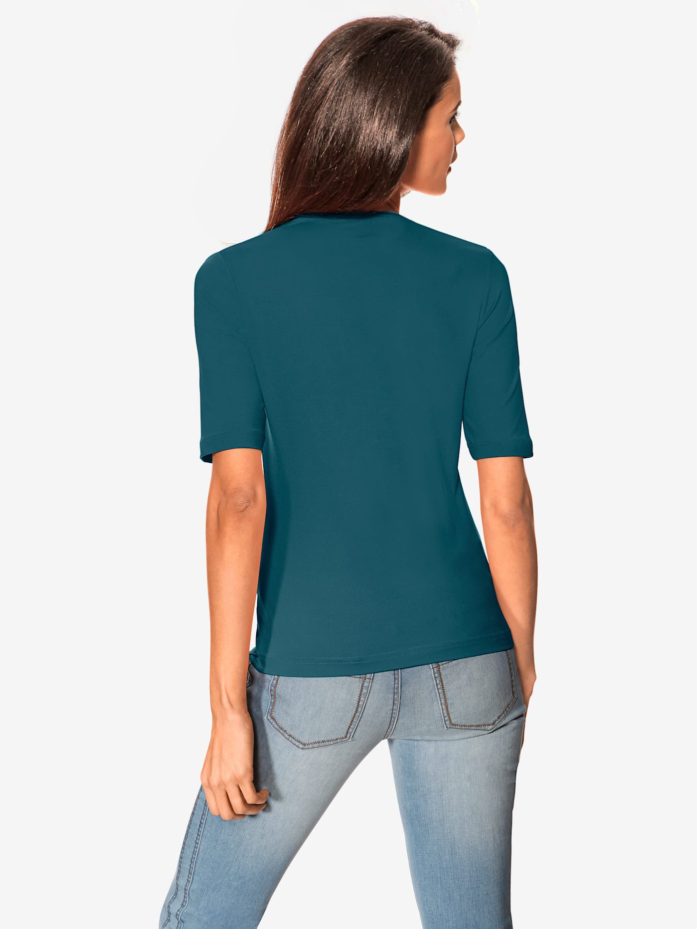 T-shirt en v manches mi-longues et encolure en v féminine