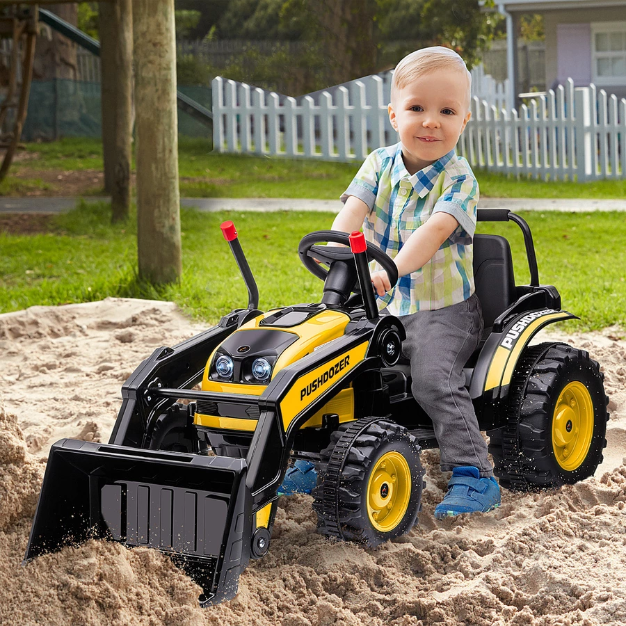 HOMCOM Elektrischer Kinderbagger mit Schaufel gelb