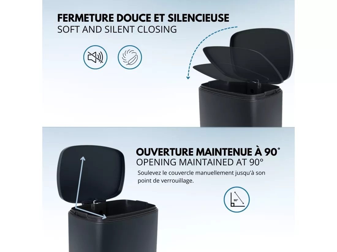 Poubelle de cuisine à pédale ADMIRAL Gris Acier inoxydable 50 L