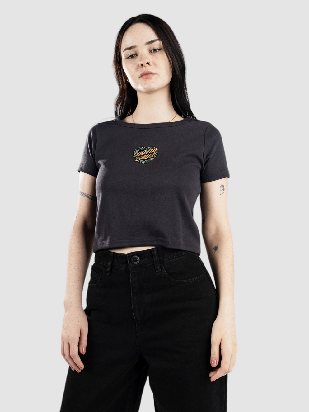 Santa Cruz Heart Wreath Mini Front T-Shirt black wash