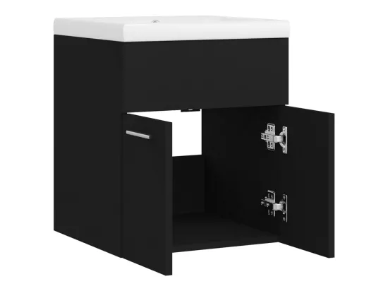Armoire d'évier avec lavabo intégré Noir Aggloméré