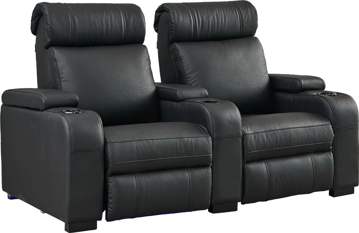 Lumene Hollywood Luxury III Noir (2 places, cuir véritable) Fauteuils cinéma