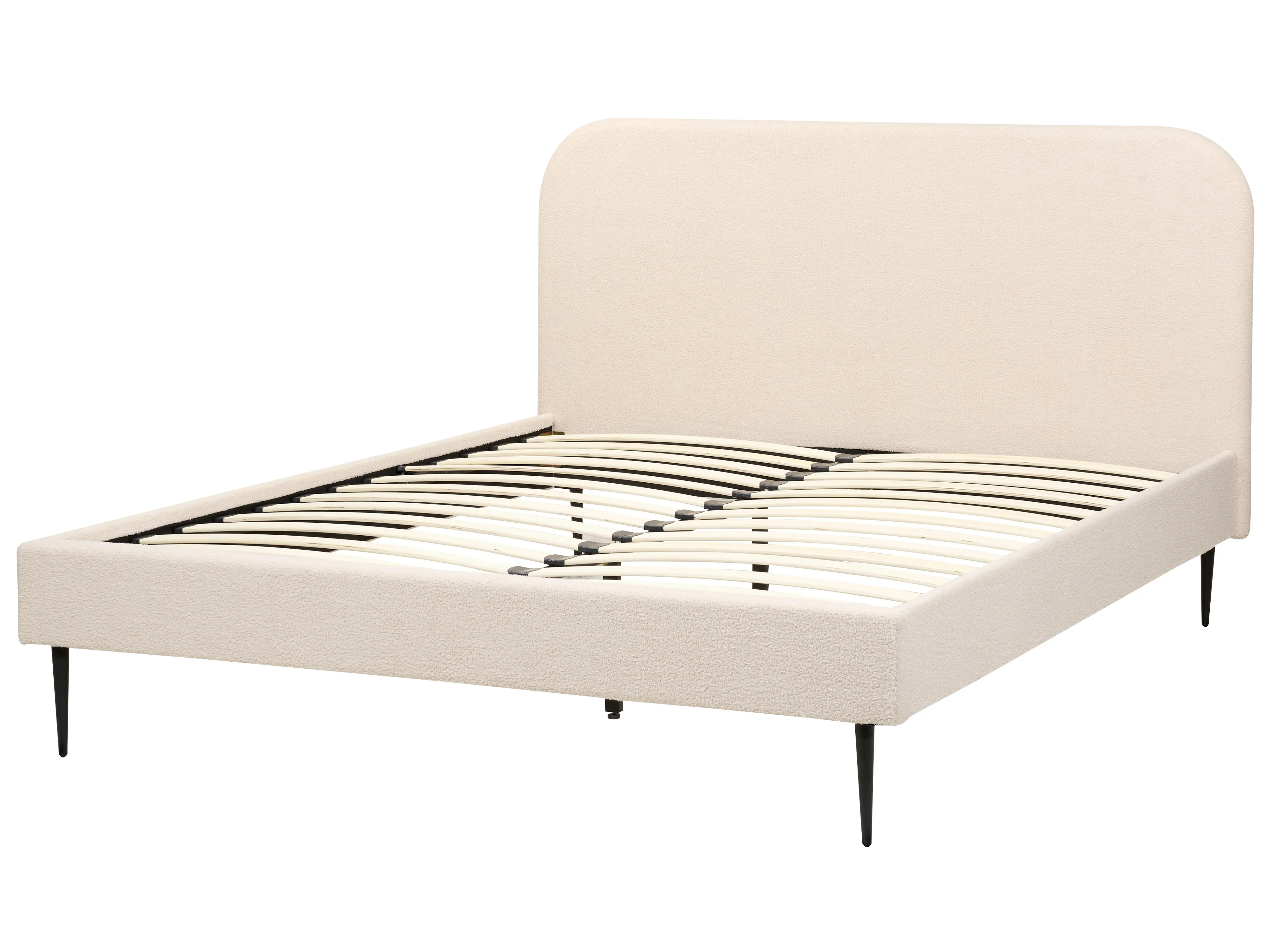 Bed Bouclé FLAYAT 160 x 200 cm Lichtbeige