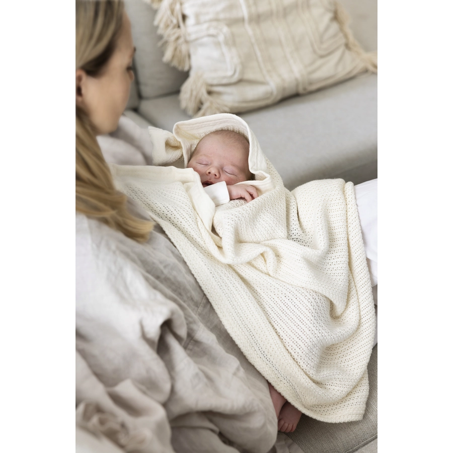 VINTER&BLOOM Kuscheldecke Soft Grid Pearl White