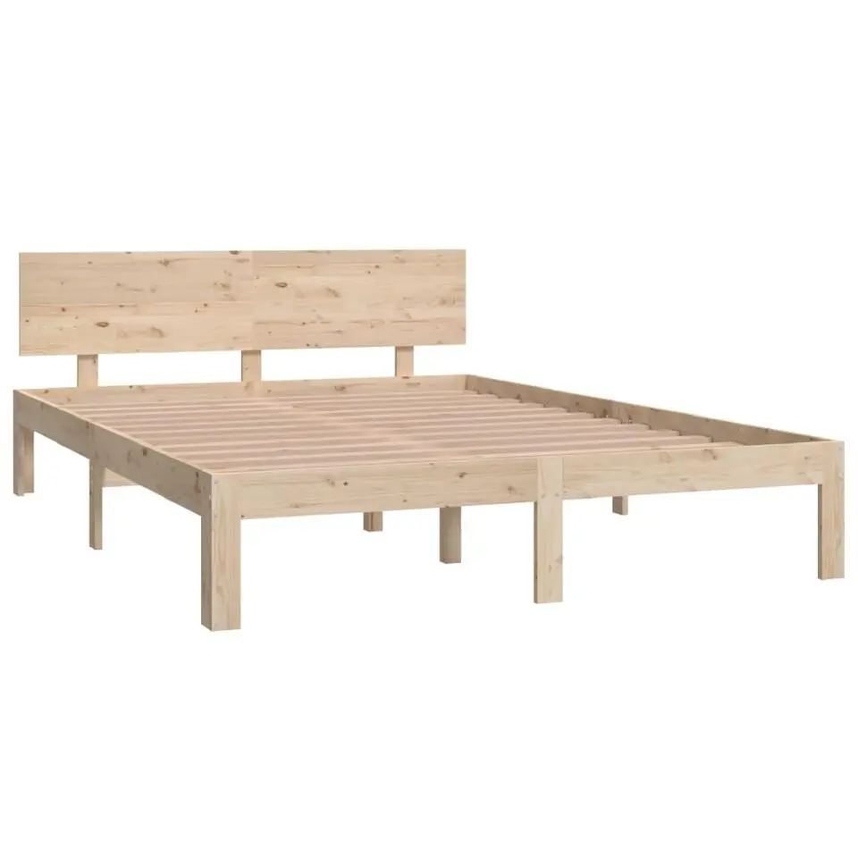 vidaXL - Bed frame met hoofdeinde - Naturel - Massief grenenhout - 140x200 cm