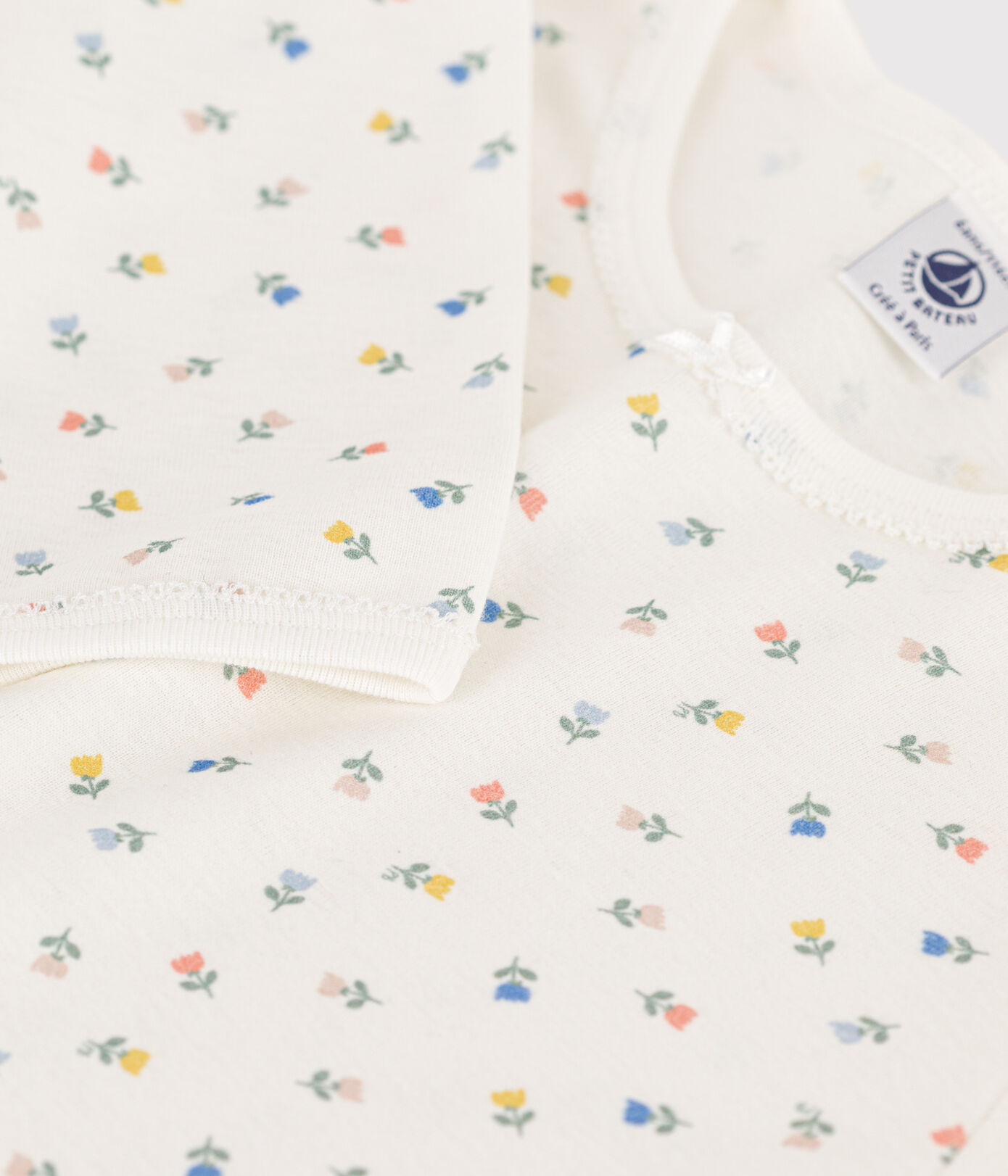 Pyjama fleurs en coton petite fille