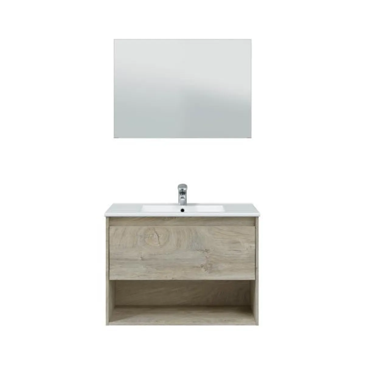 Dansmamaison Meuble sous vasque + vasque + miroir chêne BIGRA