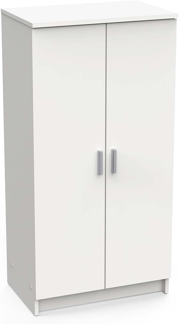 Multifunktions-Kleiderschrank mit zwei Türen mit sechs Einlegeböden, Farbe Weiß, Maße 55 x 108 x 36 cm