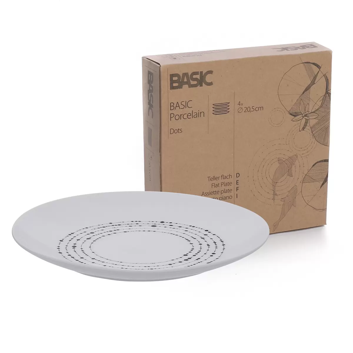 Dessertteller flach BASIC Dots Lunasol weiss,schwarz