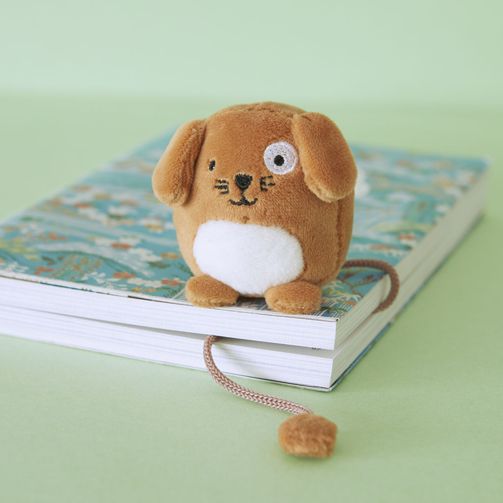 Marcador de livros Balvi Woof, marrom, divertido, em formato de cachorro, poliéster.
