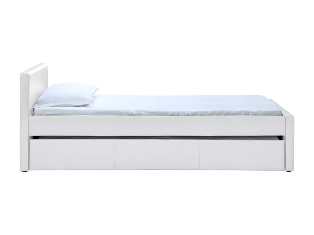 Lit gigogne blanc mat 90x190 cm MACCO