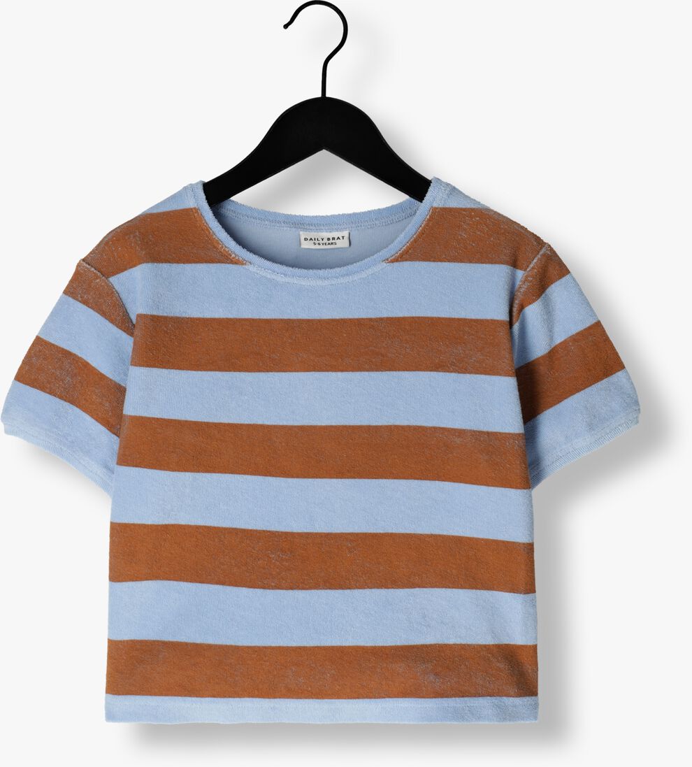 DAILY BRAT blauwe daily brat t-shirt striped towel t-shirt
