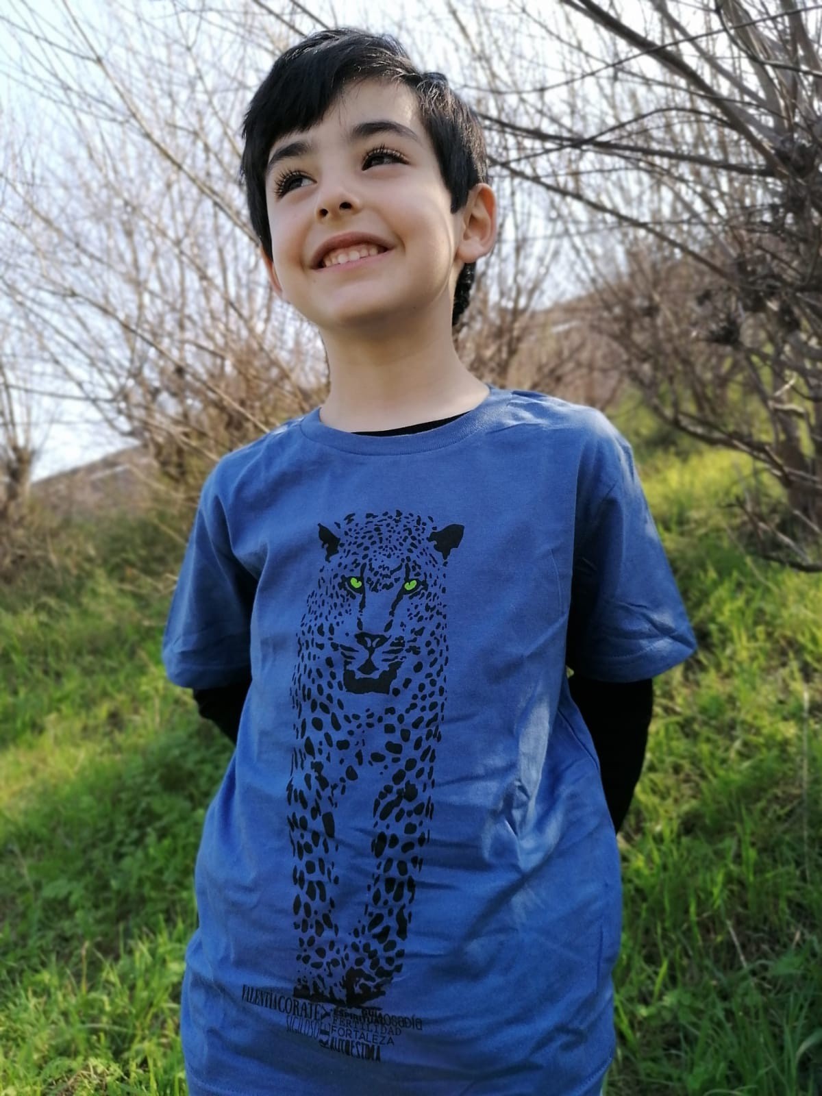 Camiseta Jaguar para meninos/meninas, azul