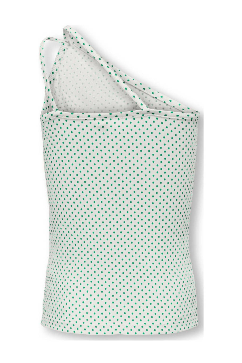 ONLY one shoulder top KOGVIOLA met stippen wit/groen