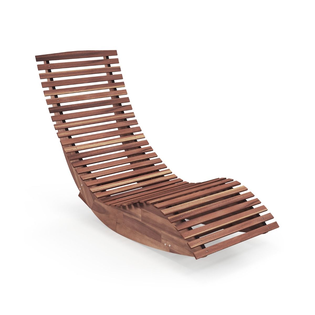Lot de 2 Chaises Longue à Bascule en Bois d'Acacia Conception à Lattes Butées de Fond Charge Max 160KG Transat Ergonomique Naturel - Lidl-Manfred
