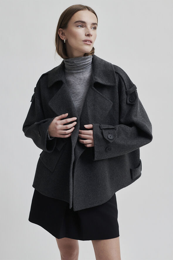 Second Female Walance Wool Short Jacket Dark grey melange