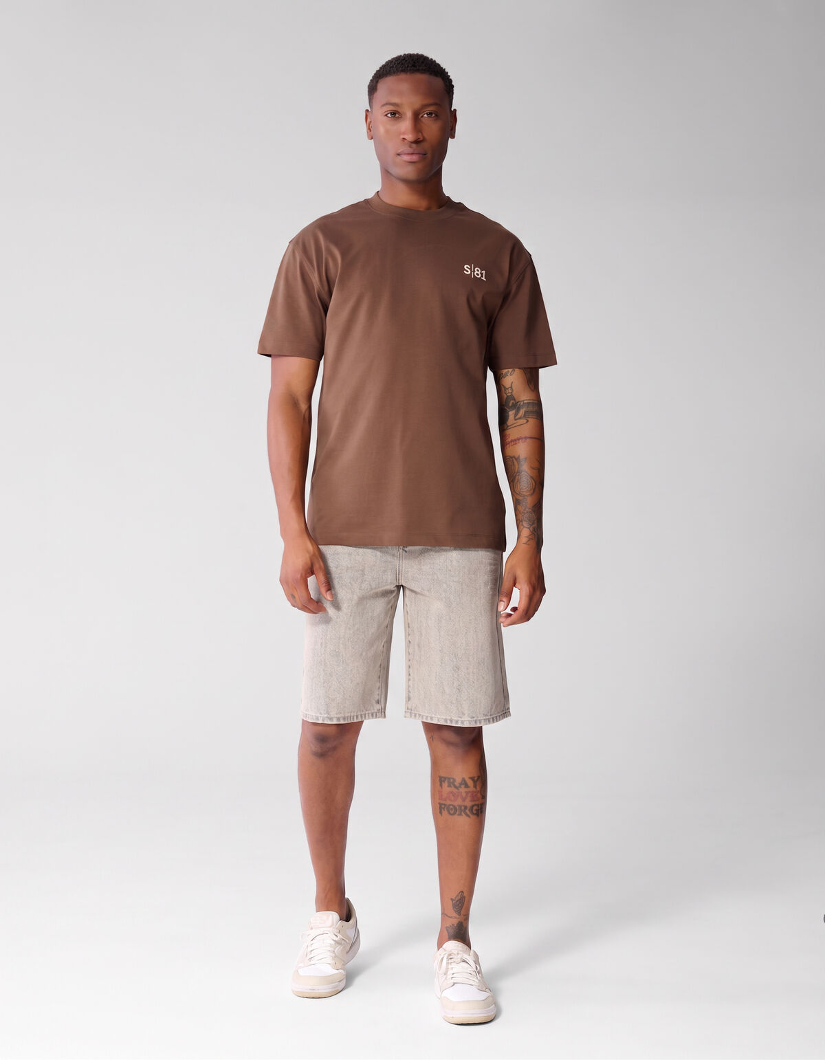 Tekst Print T-shirt Donkerbruin