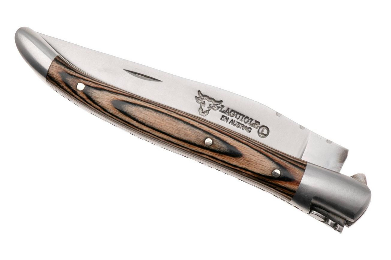 Laguiole en Aubrac Brown Pakkawood, Matt Bolsters, zakmes, 10 cm