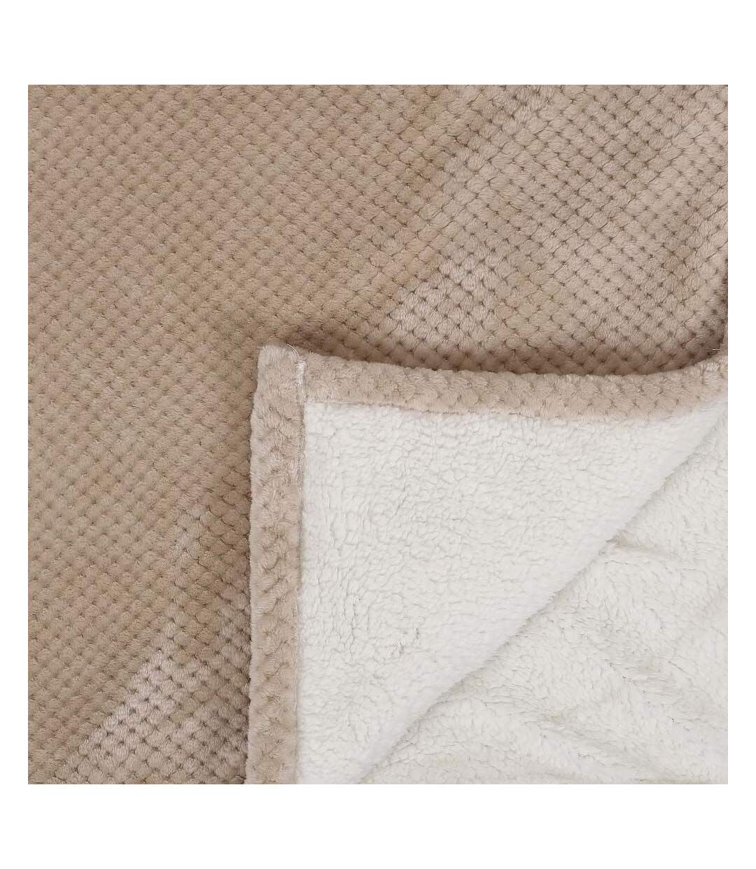 Plaid sherpa effet nid d'abeille 180x220 cm Beige