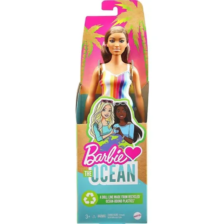 Barbie Loves the Ocean Puppe im Regenbogenkleid, aus recyceltem Kunststoff