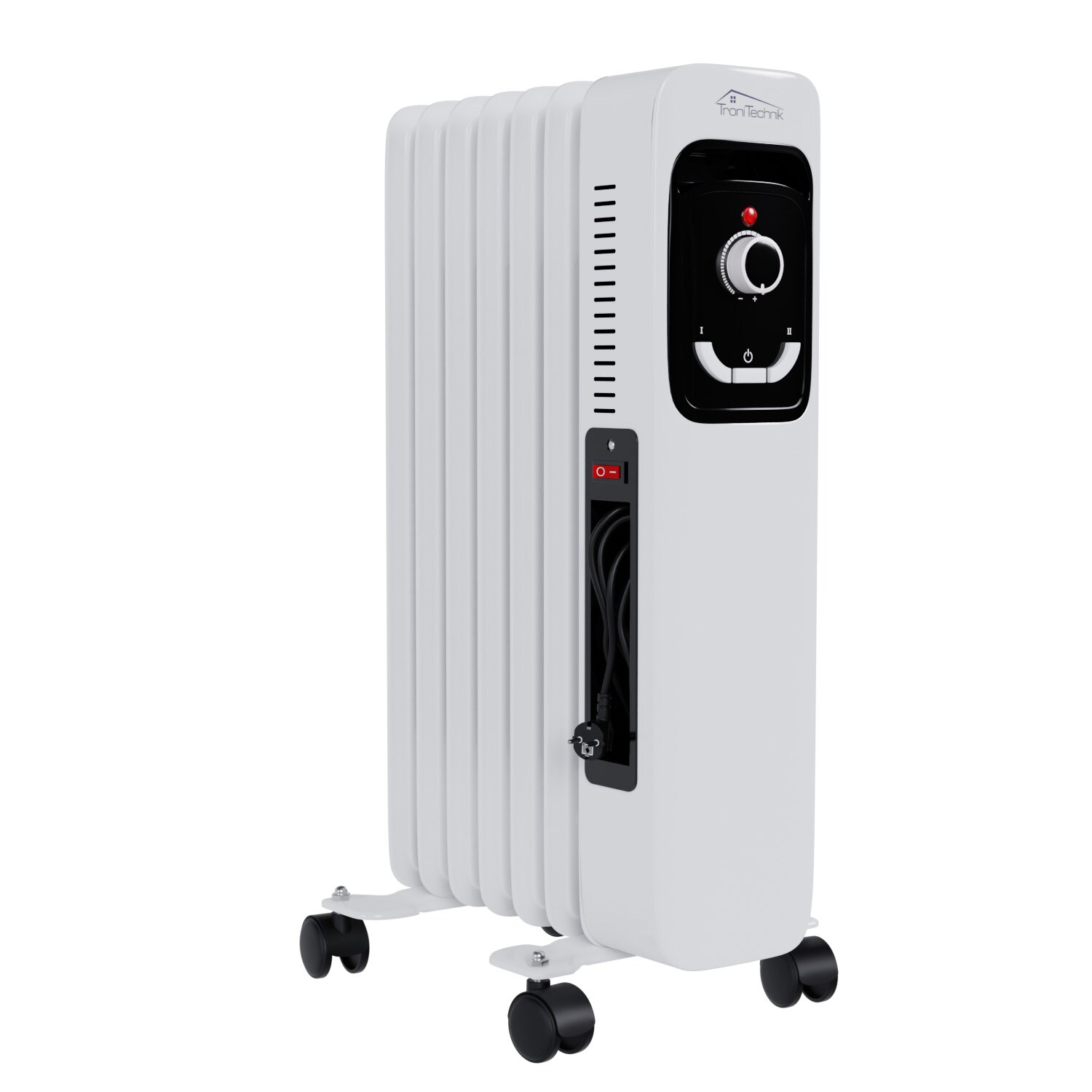 TroniTechnik® Ölradiator Elektroheizung TT-OR 207 in weiß mit 7 Rippen und 1500 Watt, drei Heizstufen (600W, 900W, 1500W)